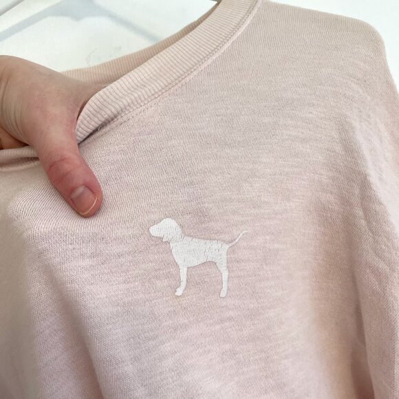 VS PINK VICTORIAS SECRET Varsity Crew Baby Pink Double Sided Crewneck Sweatshirt - Picture 9 of 16